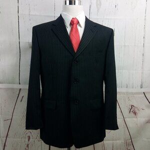 Jones New York 42S 3 Button Black Striped Suit Blazer Sport Coat